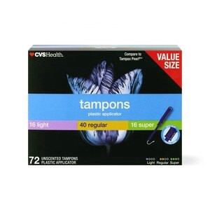 slide 1 of 1, CVS Health Unscented Plastic Tampons Multi Pack, 72 Ct, 1 ct