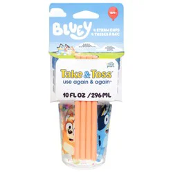 The First Years Take & Toss Bluey 18m+ 10 fl oz Straw Cups - 4 Each