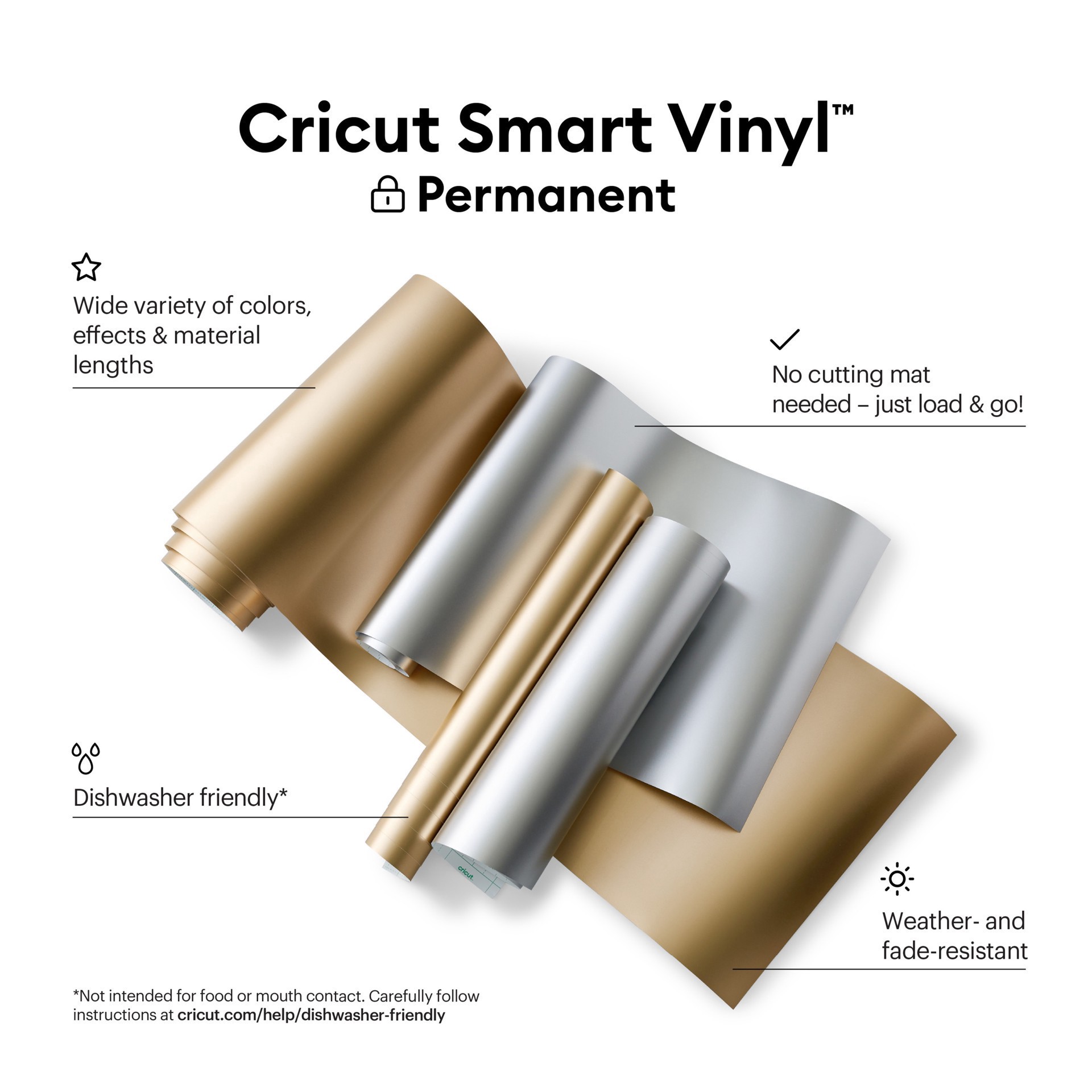 slide 3 of 6, Cricut Permanent Smart Vinyl Matte Metallic 12ft. Value Roll, 13 in x 12 ft