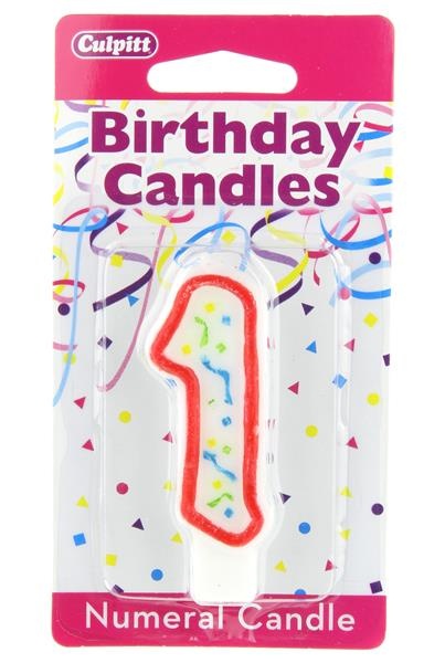 slide 1 of 1, Culpitt Red Numeral 1 Birthday Candle, 1 ct