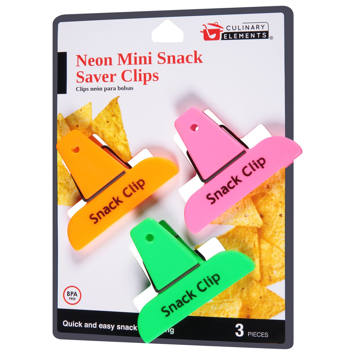 slide 2 of 12, Culinary Elements Neon Mini Snack Saver Clips 3 Clips 3 ea, 3 ct