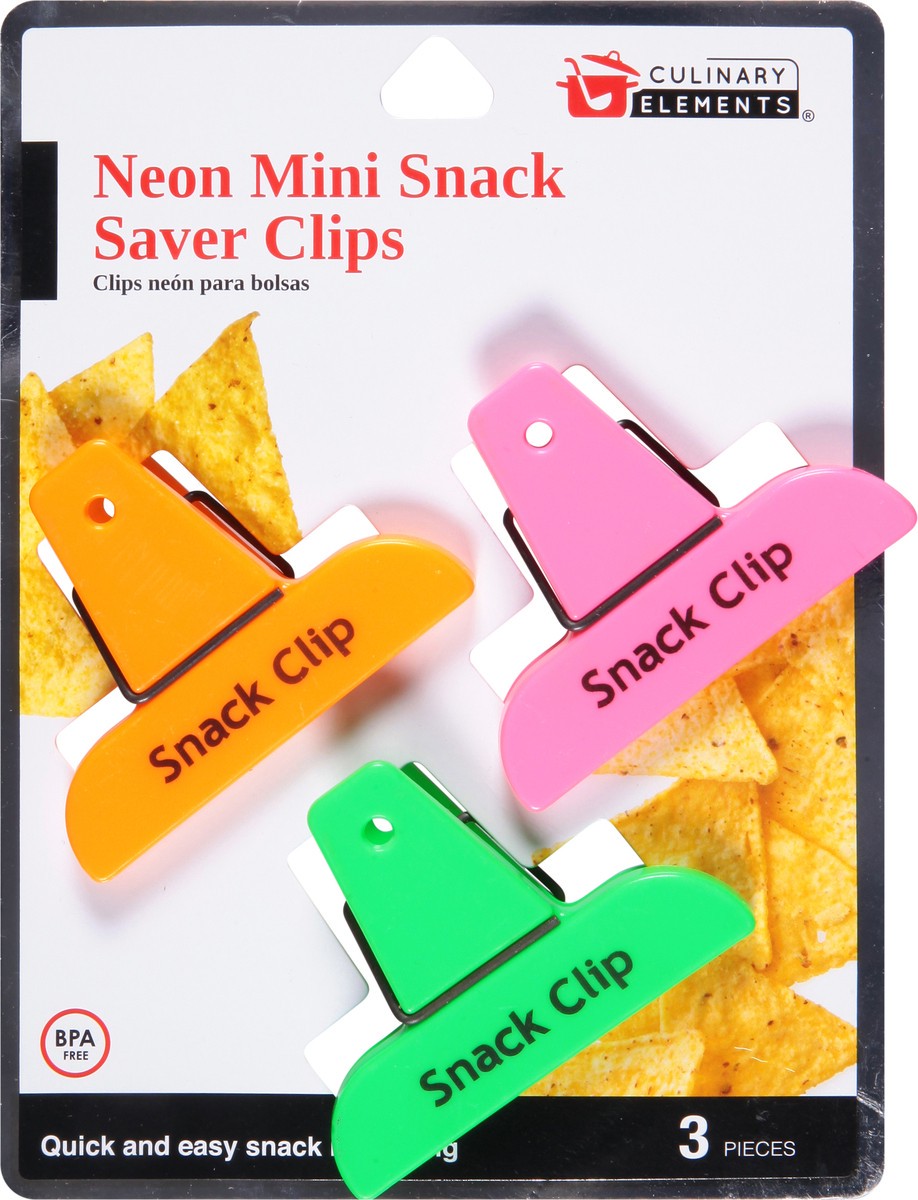 slide 1 of 12, Culinary Elements Neon Mini Snack Saver Clips 3 Clips 3 ea, 3 ct