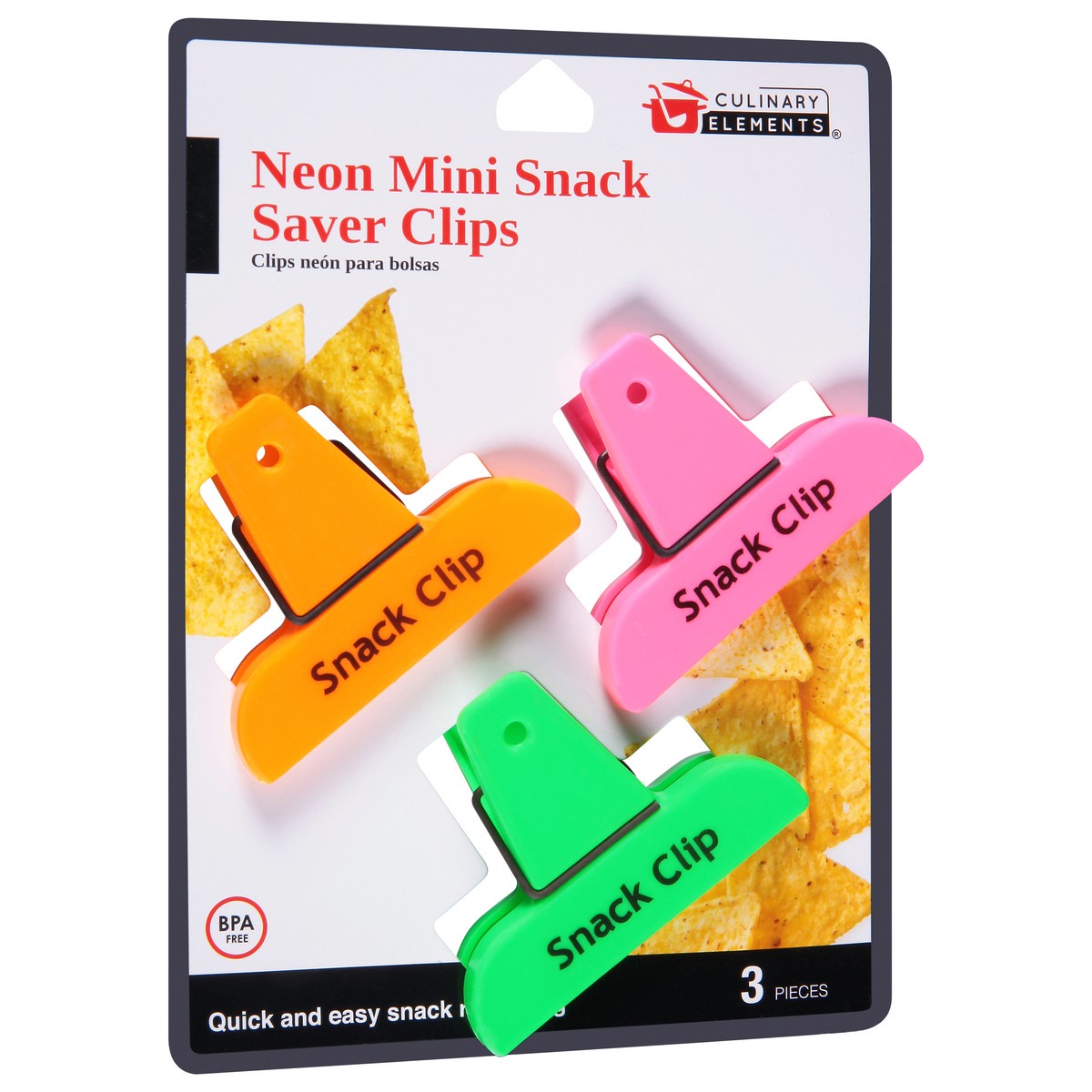 slide 8 of 12, Culinary Elements Neon Mini Snack Saver Clips 3 Clips 3 ea, 3 ct