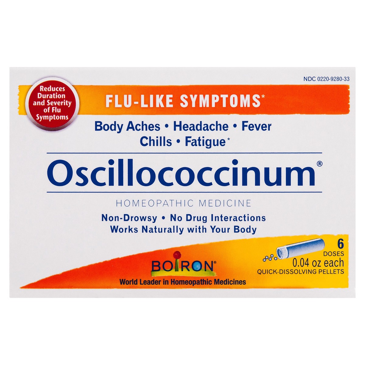 slide 1 of 1, Boiron Oscillococcinum Flu-Like Symptoms Homeopathic Medicine Quick-Dissolving Pellets, 6 ct