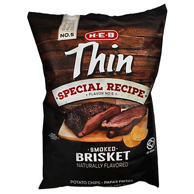 slide 1 of 1, H-E-B Thin Special Recipe Smoked Brisket Potato Chips, 11 oz