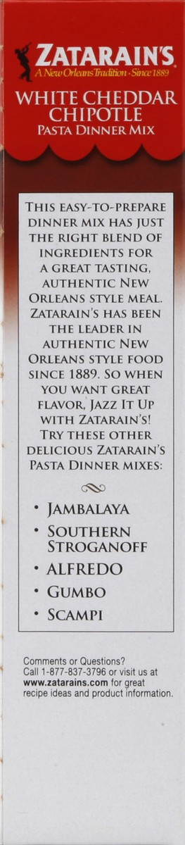 slide 4 of 4, Zatarain's White Cheddar Chipotle Pasta, 6 oz, 6 oz