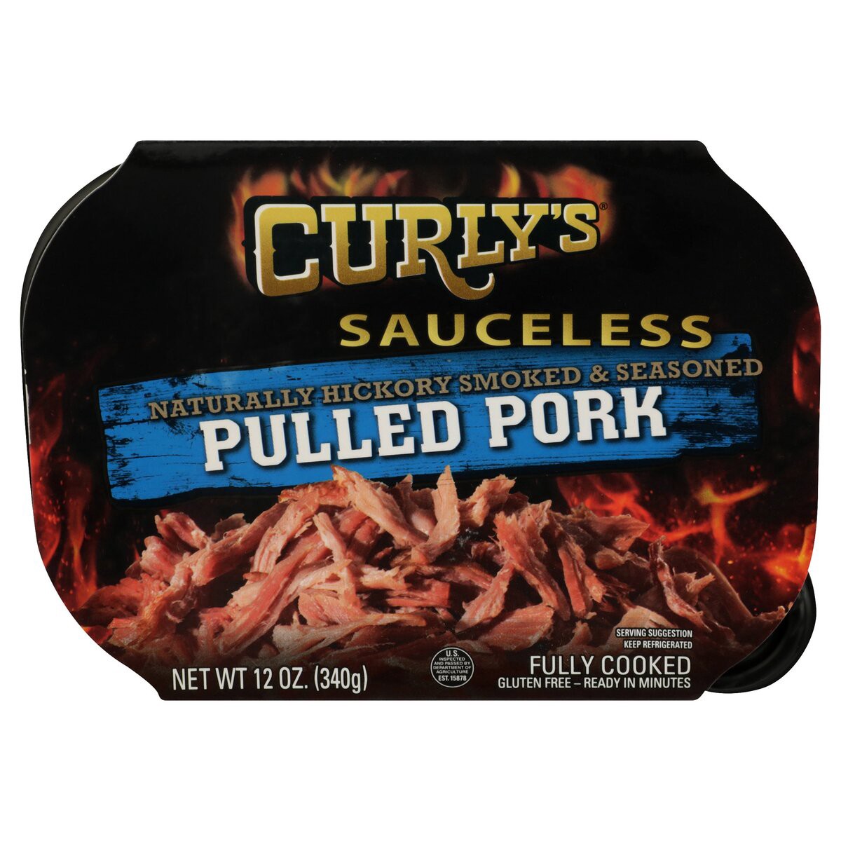 slide 1 of 8, Curlys Sauceless Pulled Pork 12oz, 12 oz