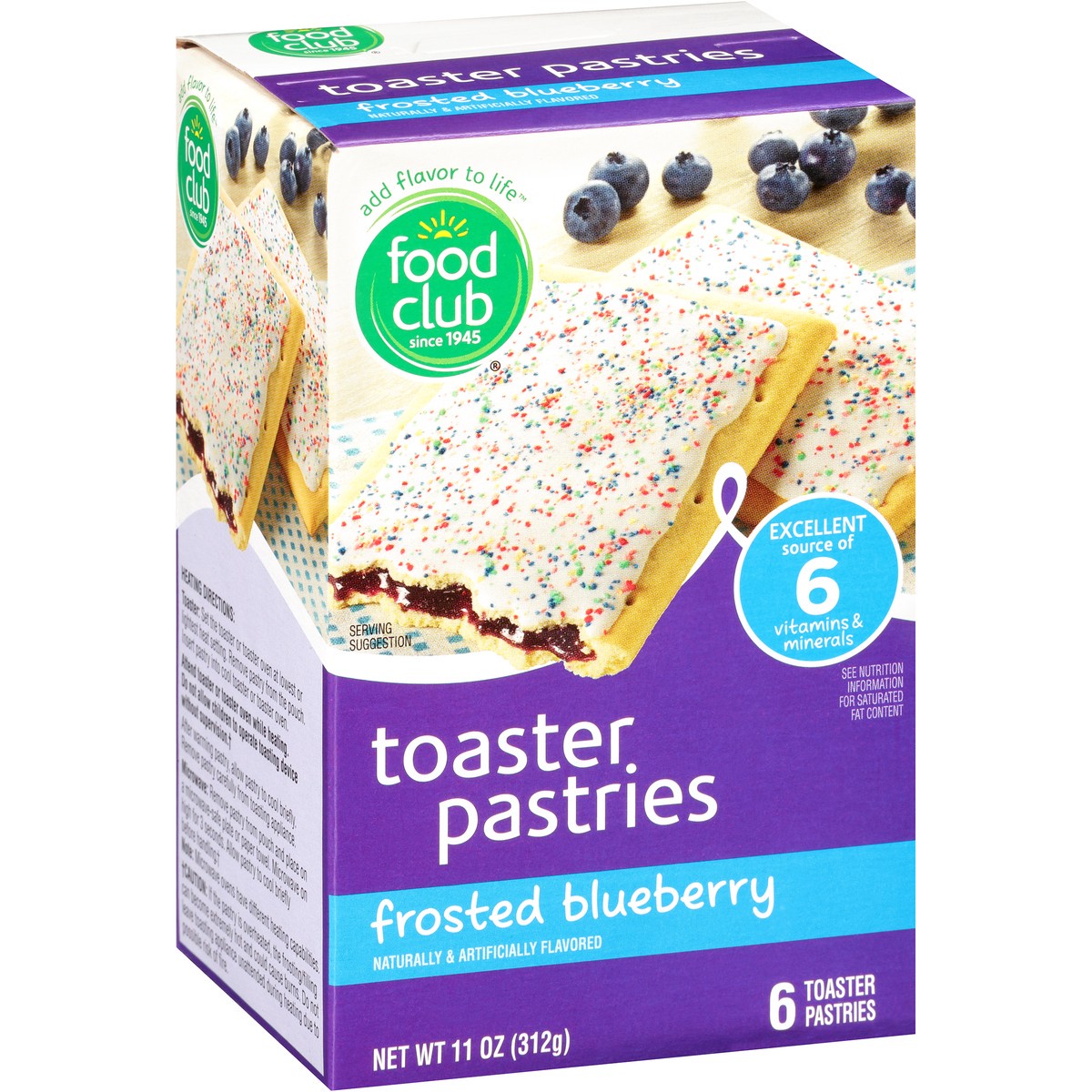 slide 2 of 10, Food Club Frosted Blueberry Toaster Pastries, 6 ct