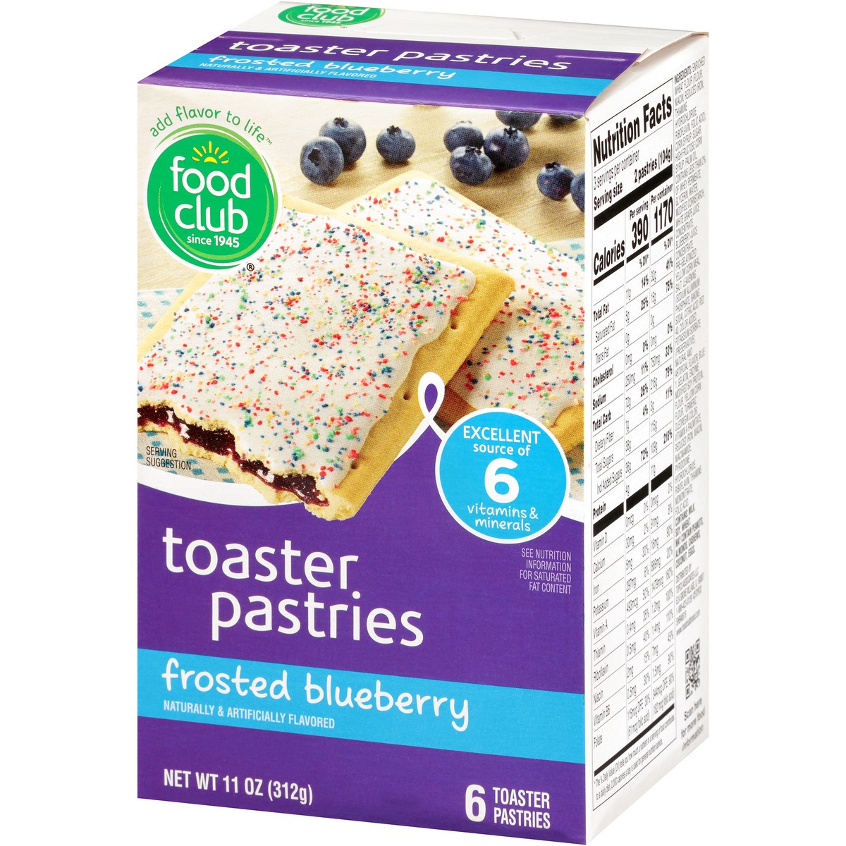 slide 3 of 10, Food Club Frosted Blueberry Toaster Pastries, 6 ct