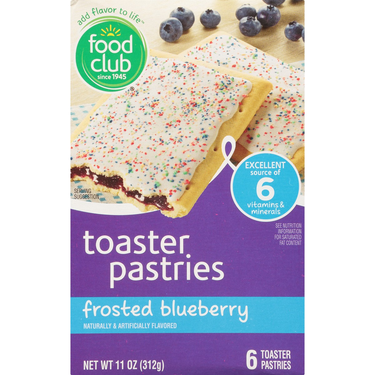 slide 9 of 10, Food Club Frosted Blueberry Toaster Pastries, 6 ct