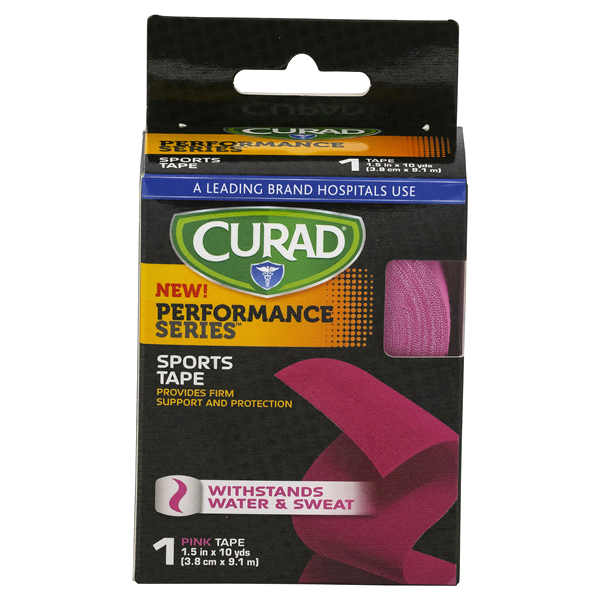 slide 1 of 4, Curad Performance Series Sports Tape, Pink, 1.5 in x 10 yds, 1 ct
