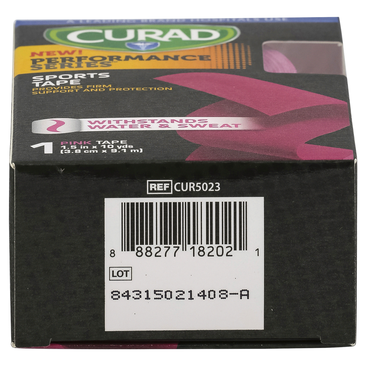 slide 4 of 4, Curad Performance Series Sports Tape, Pink, 1.5 in x 10 yds, 1 ct