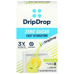 DripDrop Zero Sugar Fast Hydration Lemon Lime Electrolyte Drink Mix - 8 x 0.16 oz Sticks