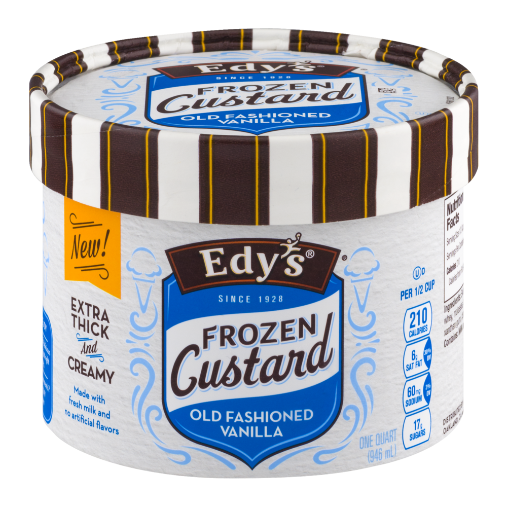 slide 1 of 3, Edy's Frozen Custard Old Fashioned Vanilla Tub, 1 qt