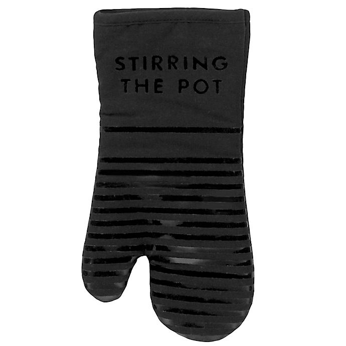 slide 1 of 1, Kate Spade New York Diner Stripe Oven Mitt - Black, 1 ct