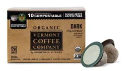 Vermont Coffee Company Organic Dark Compostable Coffee Pods, 10 ct 0.405 oz