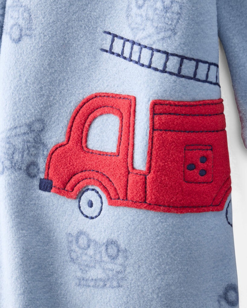 slide 4 of 4, Carter's Toddler Boy Firetruck Print Loose Fit Long-Sleeve 2-Way Zip 1-Piece Pajamas - Blue Blue 3T, 1 ct