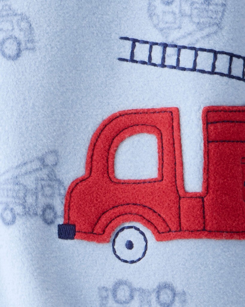 slide 3 of 4, Carter's Toddler Boy Firetruck Print Loose Fit Long-Sleeve 2-Way Zip 1-Piece Pajamas - Blue Blue 3T, 1 ct