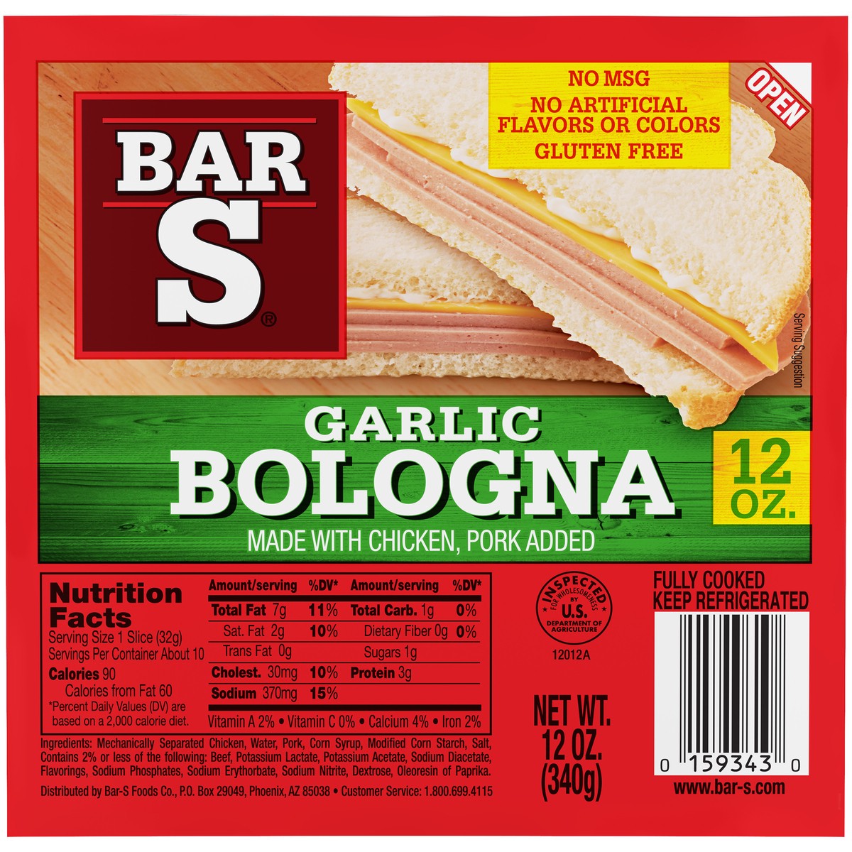 slide 1 of 1, Bar-S Garlic Bologna, 12 oz, 12 oz