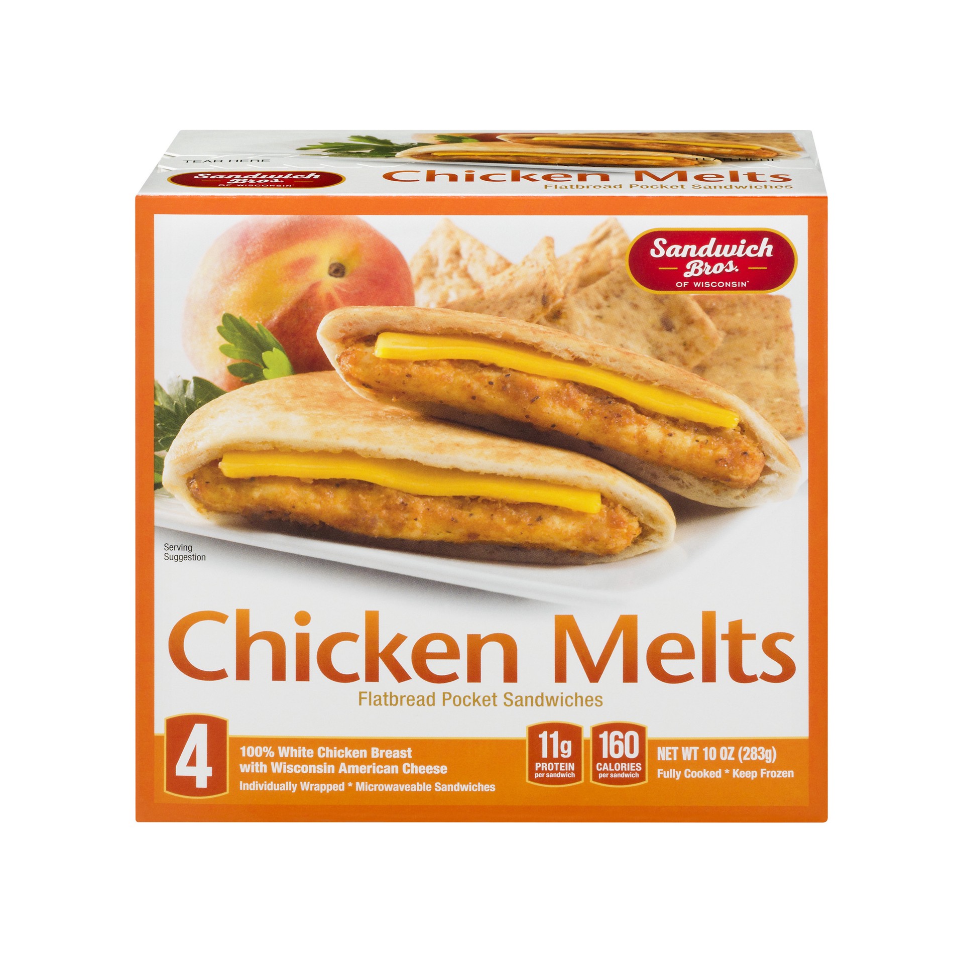 slide 1 of 4, Sandwich Bros. Chicken Melt Flatbread Pocket Sandwiches, 10 oz, 4 Count, 10 oz