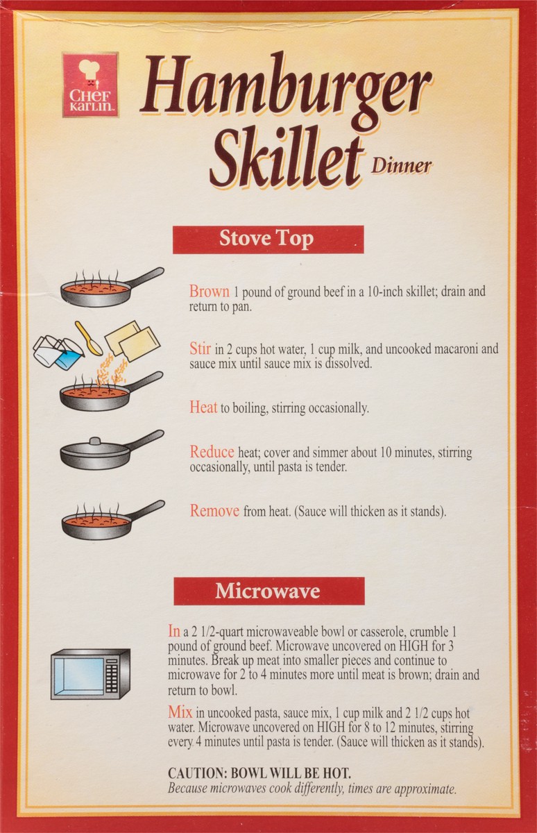 slide 9 of 13, Chef Karlin Beef Pasta Hamburger Skillet Dinner 5.6 oz, 5.6 oz