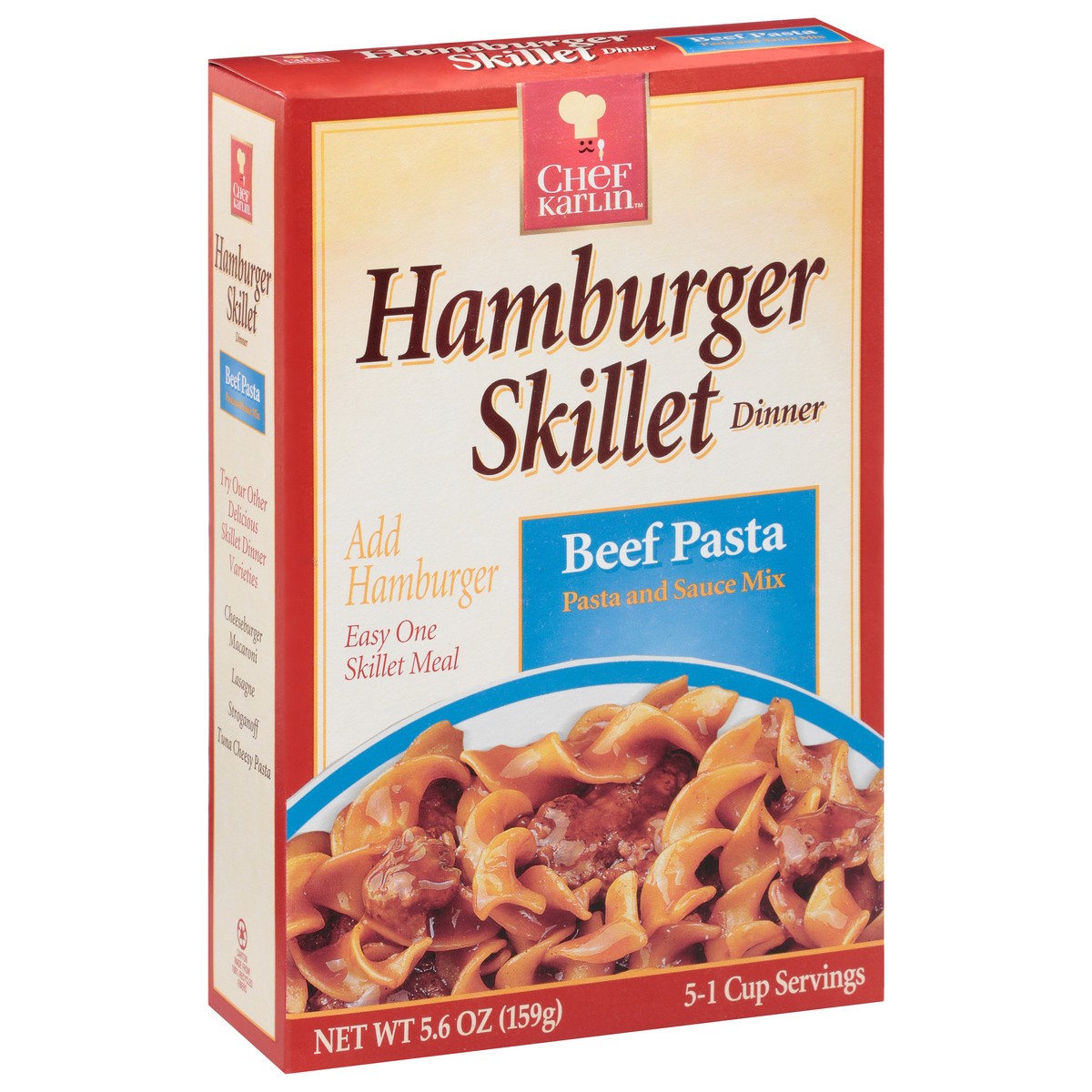 slide 5 of 13, Chef Karlin Beef Pasta Hamburger Skillet Dinner 5.6 oz, 5.6 oz