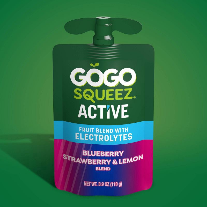 slide 10 of 10, GoGo squeeZ Blueberry Strawberry & Lemon Fruit Blend with Electrolytes 10 - 3.9 oz Pouches, 10 ct