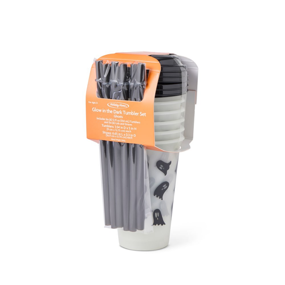 slide 3 of 3, Holiday Home 6 Pack Glow In The Dark Tumblers - Ghosts, 6 ct; 12 oz