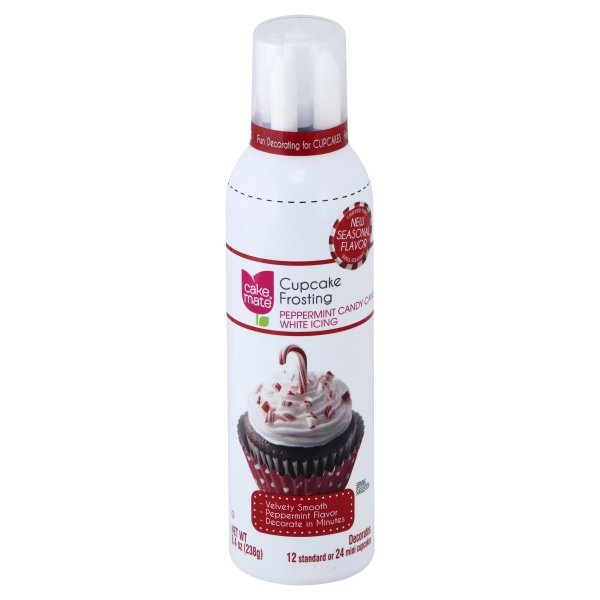 slide 1 of 2, Cake Mate Peppermint Candy Cane Frosting Cupcake White Icing, 8.4 oz
