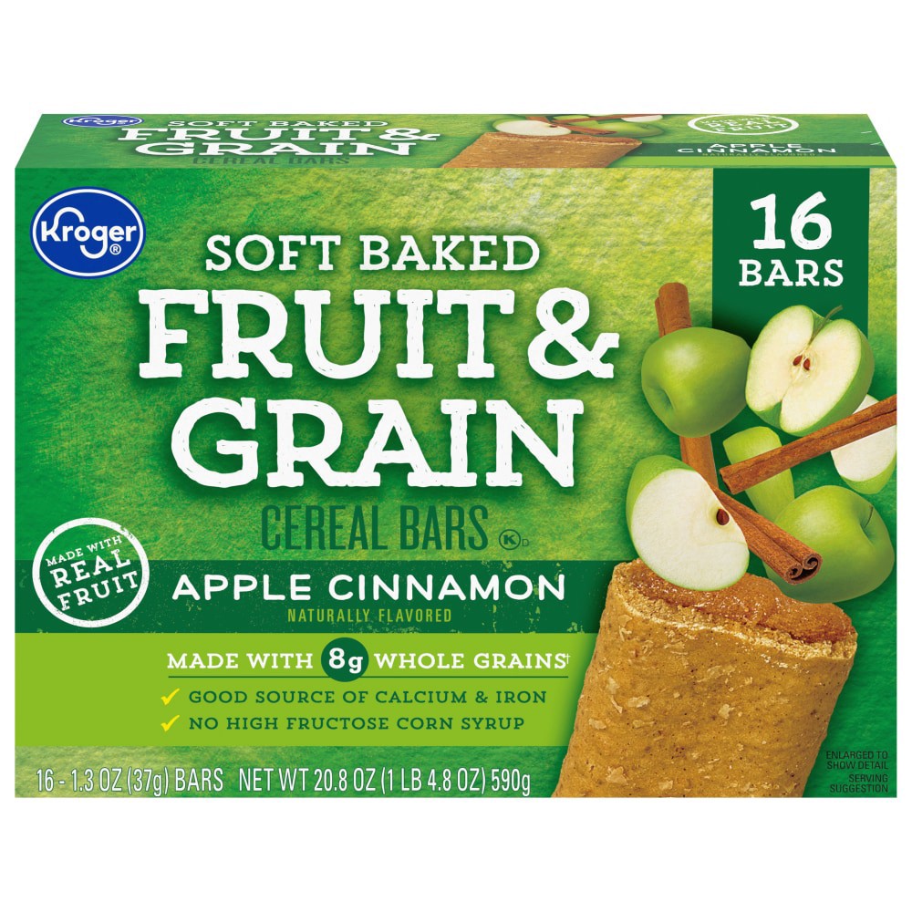 slide 1 of 4, Kroger Apple Cinnamon Fruit Grain Bars, 16 ct