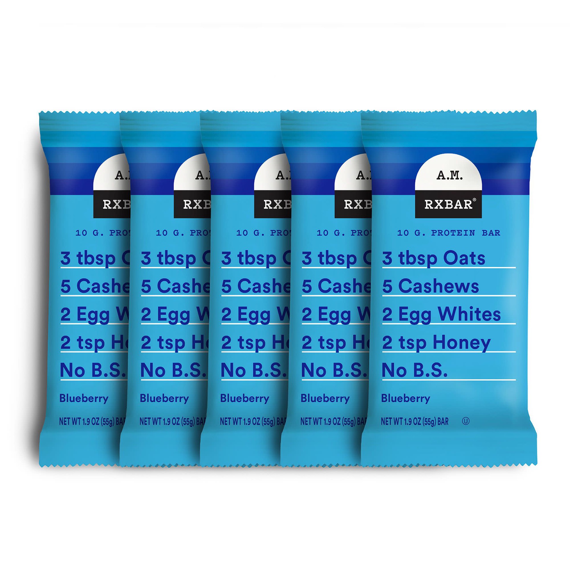 slide 5 of 5, RXBAR A.M. Protein Bars, Blueberry, 9.7 oz, 5 Count, 9.7 oz