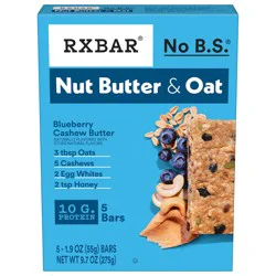 RXBAR Nut Butter and Oat Protein Bars, Protein Snacks, Snack Bars, Blueberry Cashew Butter, 9.7oz Box, 5 Bars