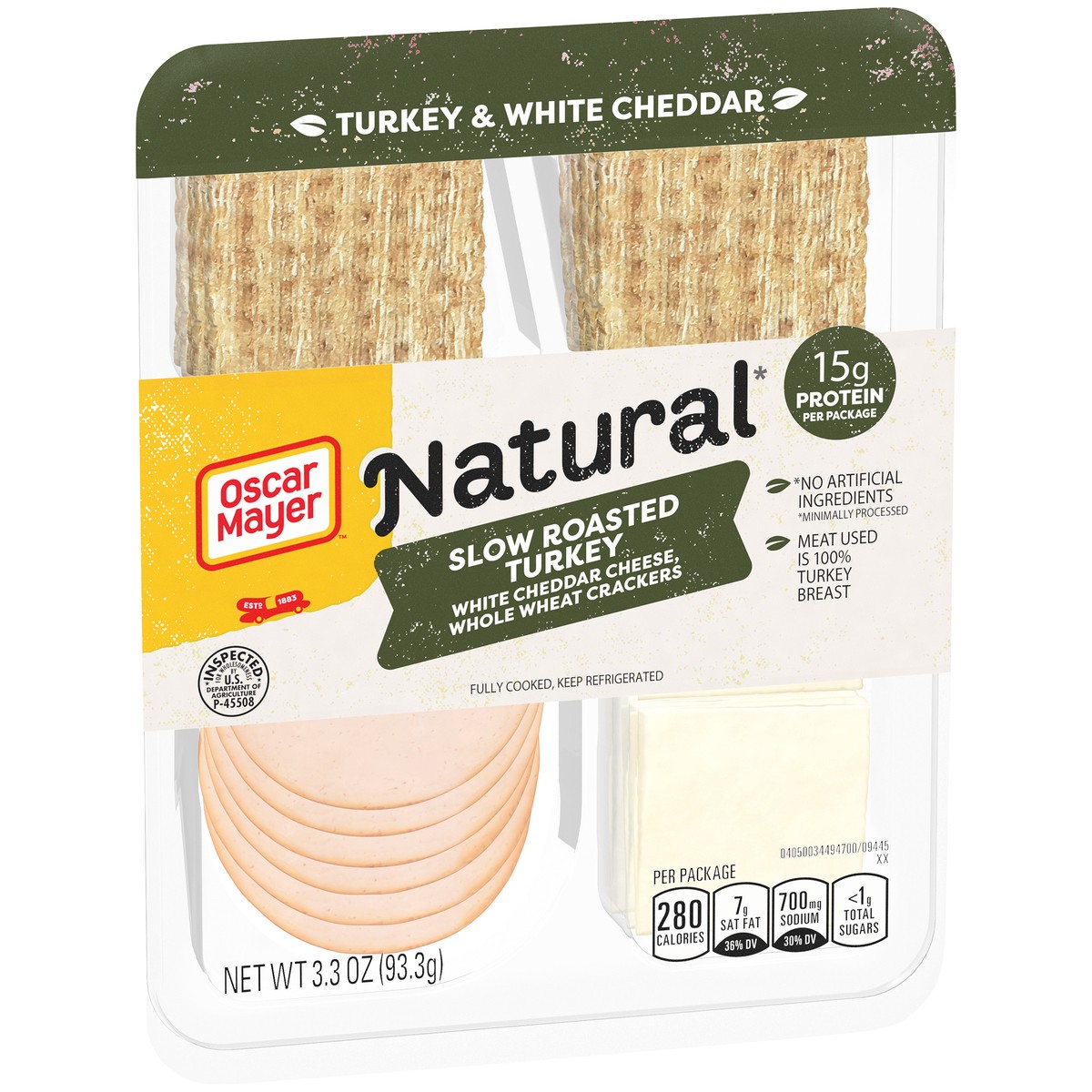 slide 2 of 9, Oscar Mayer Natural Plate with Turkey, White Cheddar and Crackers - 3.3oz, 