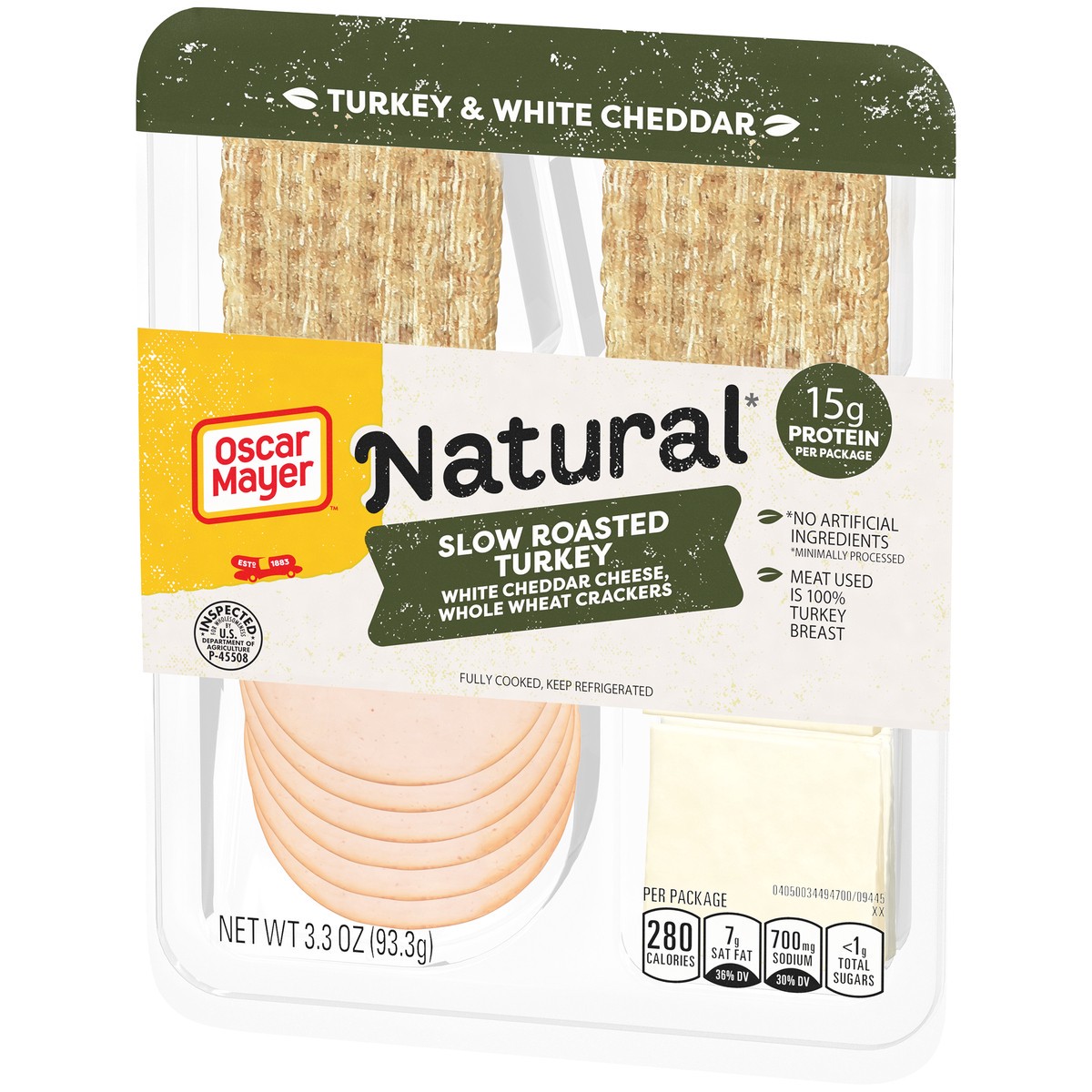 slide 8 of 9, Oscar Mayer Natural Plate with Turkey, White Cheddar and Crackers - 3.3oz, 