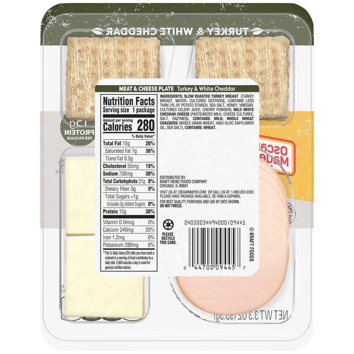 slide 6 of 9, Oscar Mayer Natural Plate with Turkey, White Cheddar and Crackers - 3.3oz, 