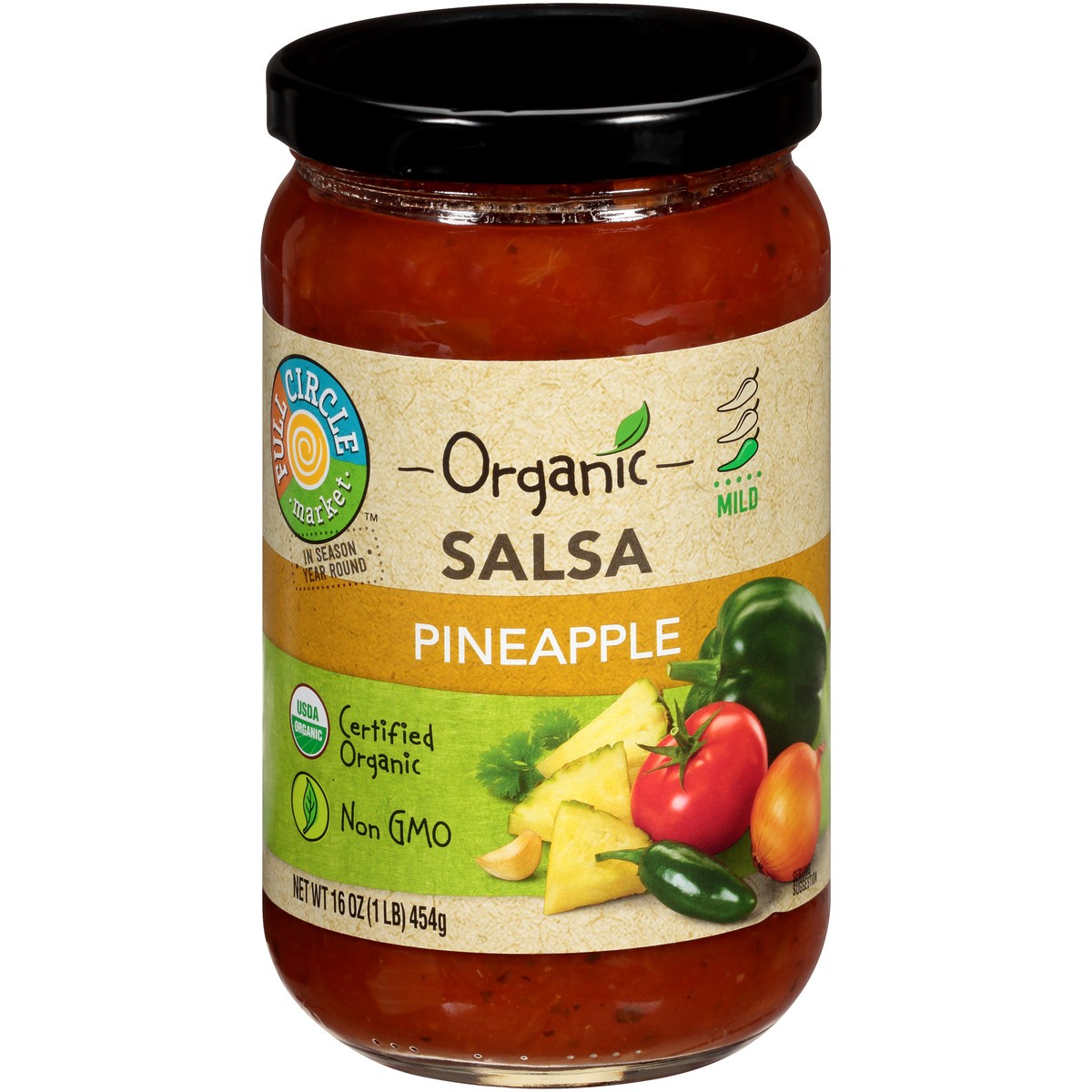 slide 1 of 9, Full Circle Market Mild Pineapple Salsa, 16 oz