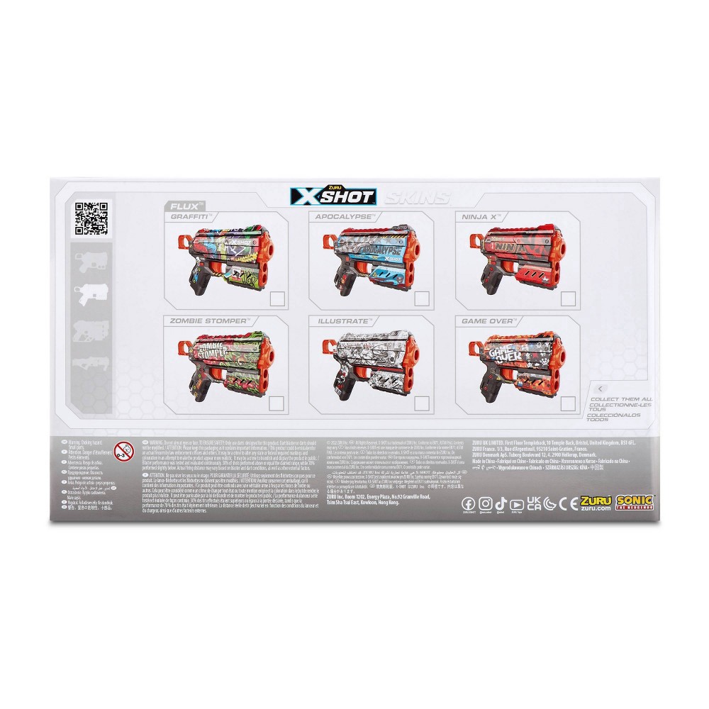 slide 3 of 9, X-Shot SKINS Flux Dart Blaster 2pk Combo- Ninja & Graffiti by ZURU, 2 ct