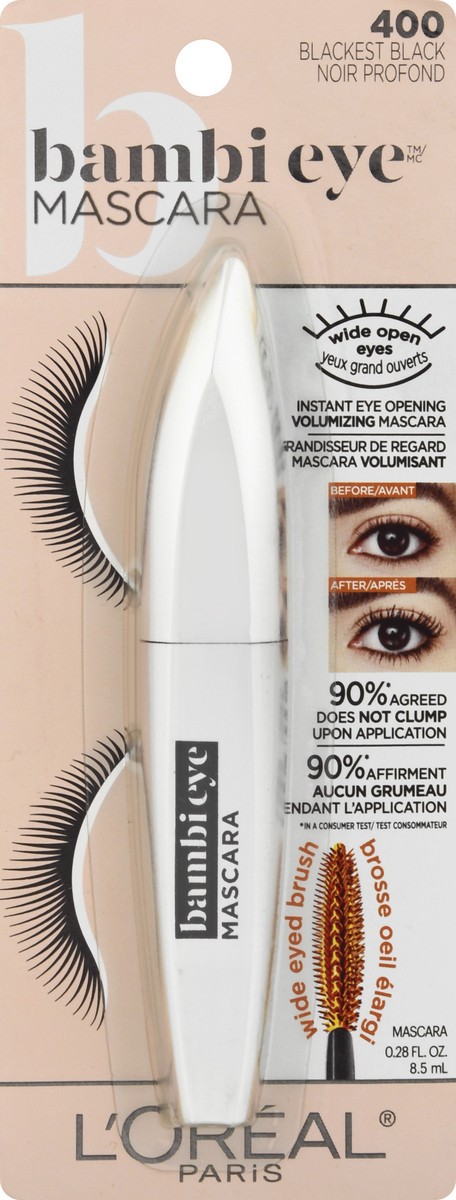 slide 6 of 9, L'Oréal L'Oreal Paris Bambi Eye Washable Mascara Lasting Volume Blackest Black - 0.28 fl oz, 0.28 fl oz