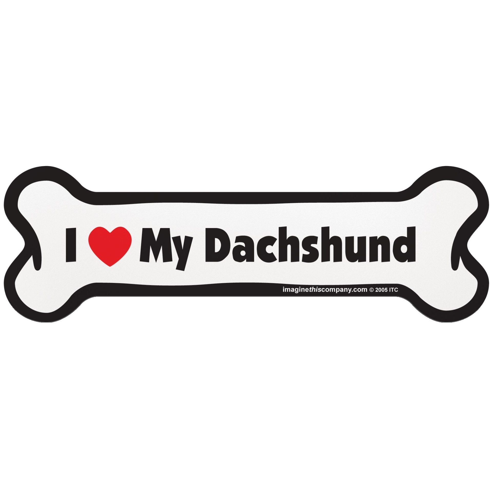 slide 1 of 1, Imagine This "I Love My Dachshund" Bone Car Magnet, SM
