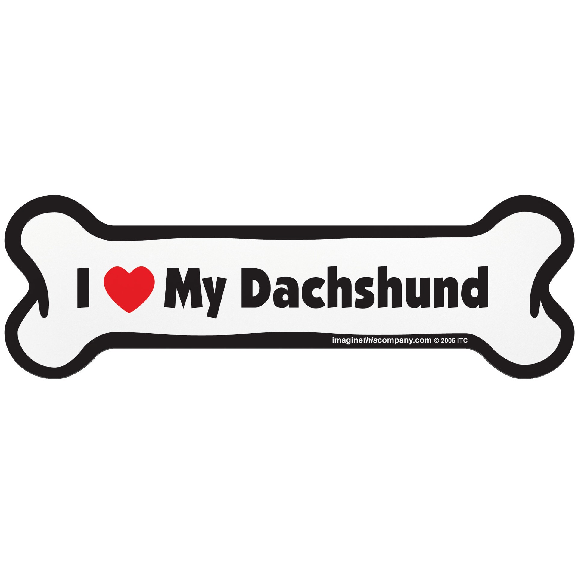 slide 1 of 1, Imagine This "I Love My Dachshund" Bone Car Magnet, SM