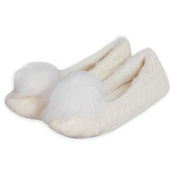 slide 1 of 1, Loft Living Small Women's Memory Foam Ballet Slippers - Cream, 1 ct