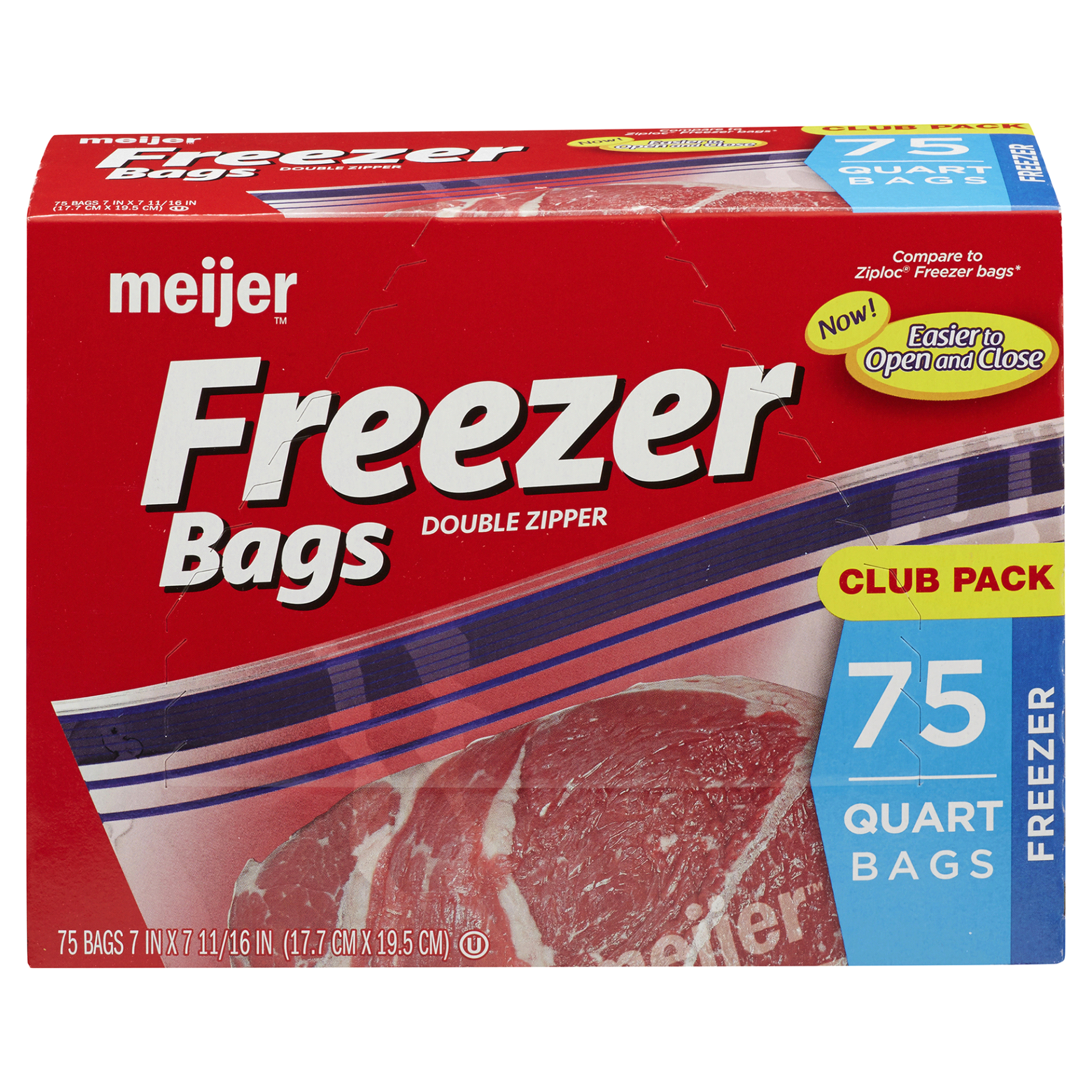 slide 1 of 27, Meijer Re-Closable Double Zipper Quart Freezer Bags, 75 ct