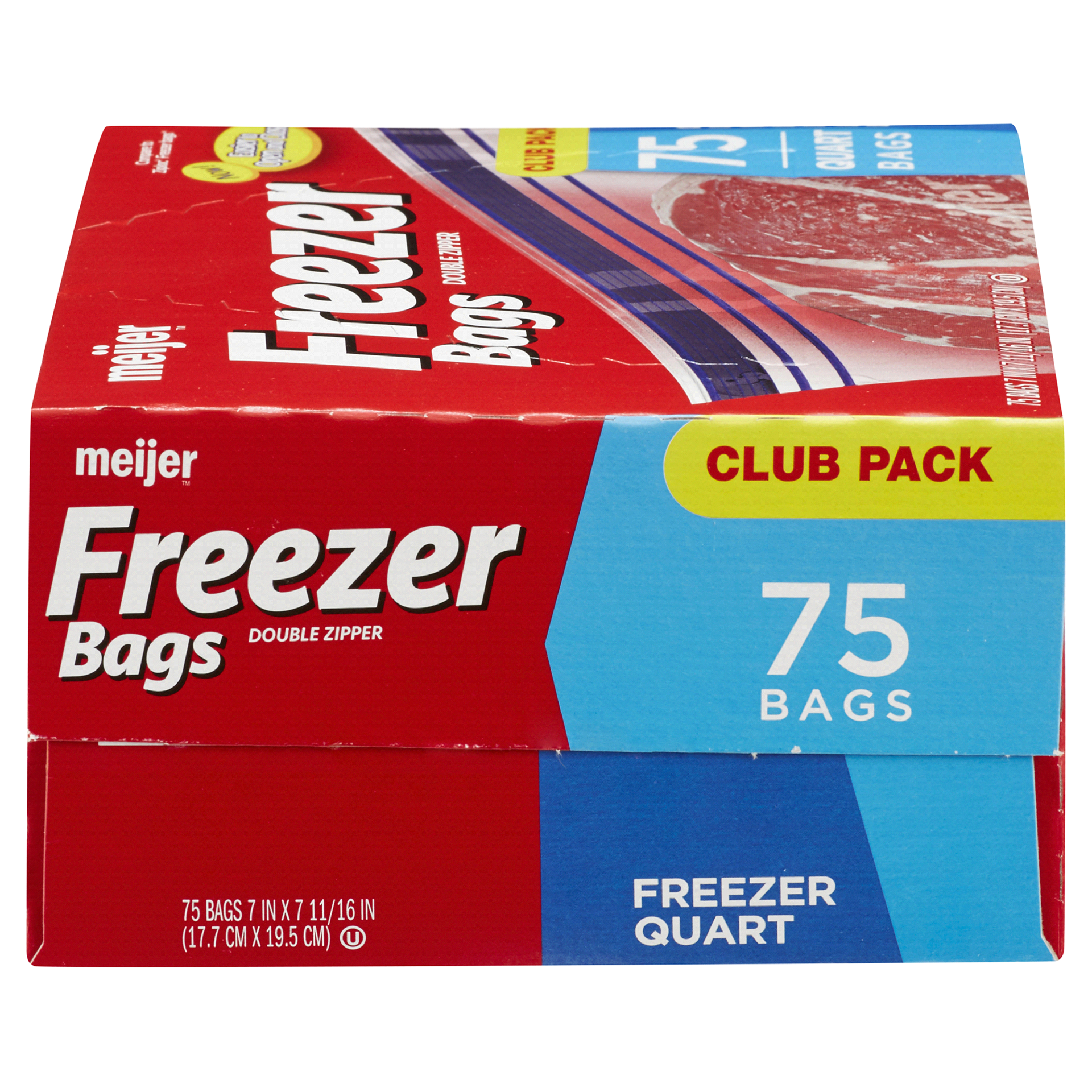 slide 12 of 27, Meijer Re-Closable Double Zipper Quart Freezer Bags, 75 ct