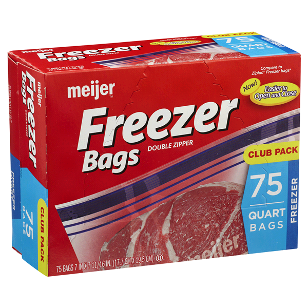 slide 4 of 27, Meijer Re-Closable Double Zipper Quart Freezer Bags, 75 ct