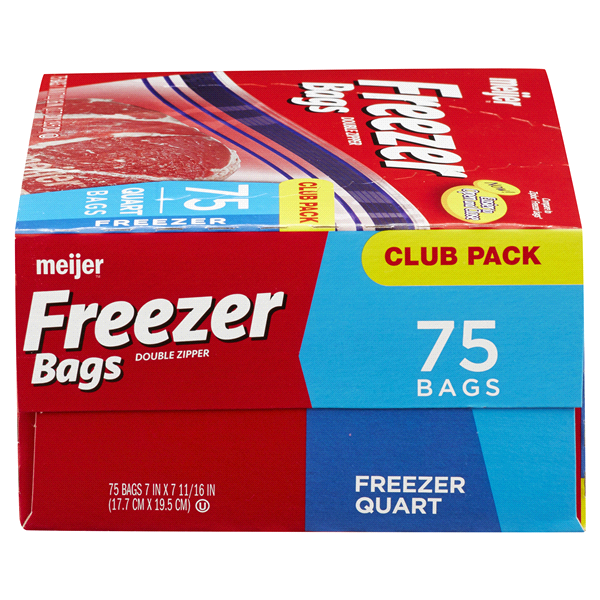 slide 22 of 27, Meijer Re-Closable Double Zipper Quart Freezer Bags, 75 ct