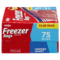 slide 10 of 27, Meijer Re-Closable Double Zipper Quart Freezer Bags, 75 ct