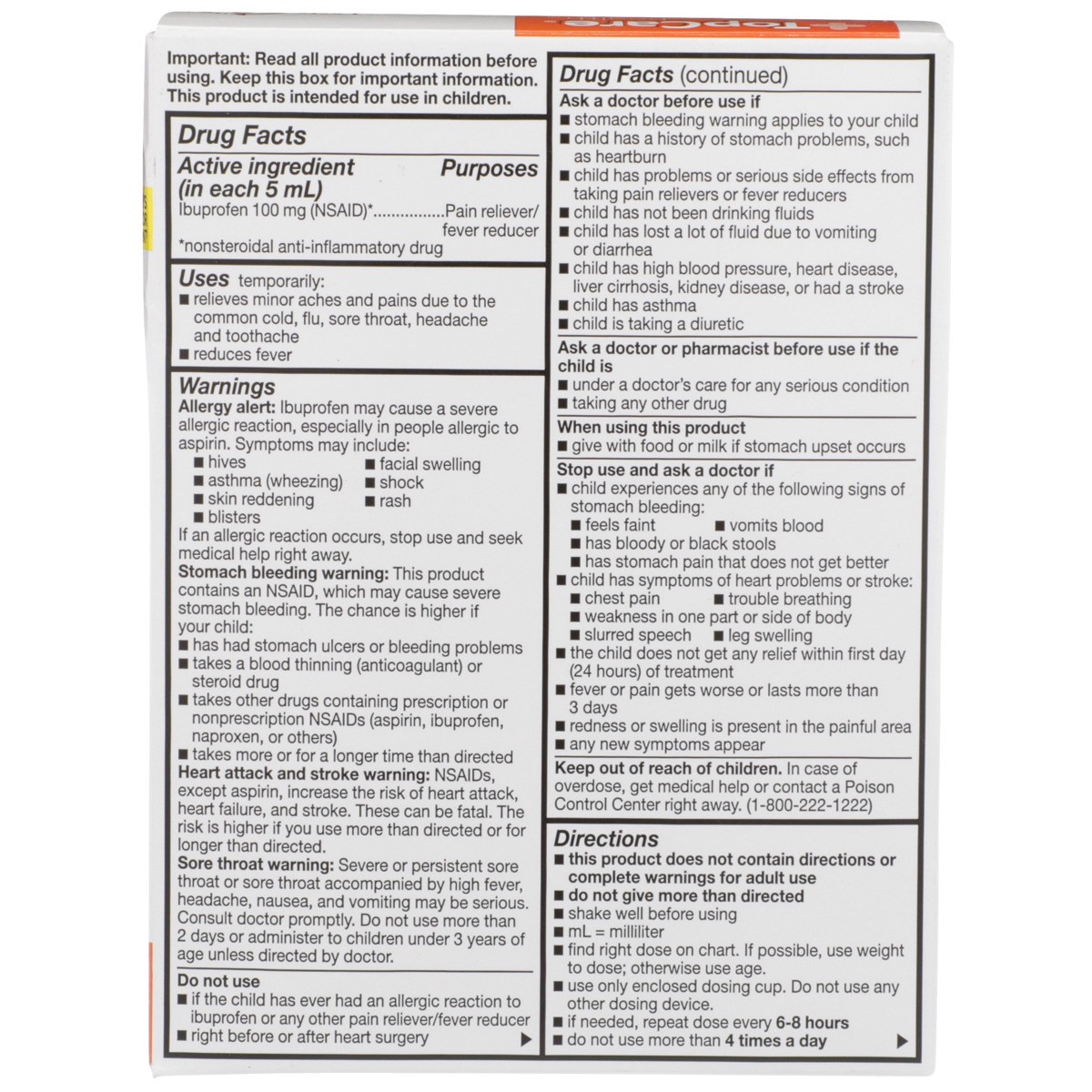 slide 5 of 11, Pain Rlf Chld Ibup 100Mg Bry Susp 2/4 Oz, 8 fl oz