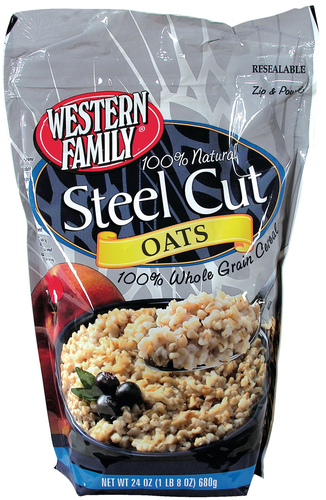 slide 1 of 1, Western Family 100% Natural Steel Cut Oats, 24 oz