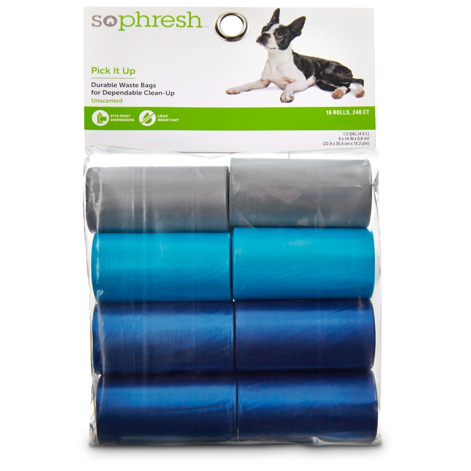 slide 1 of 1, So Phresh Pick It Up Dog Waste Bags, Blue/Gray, LG