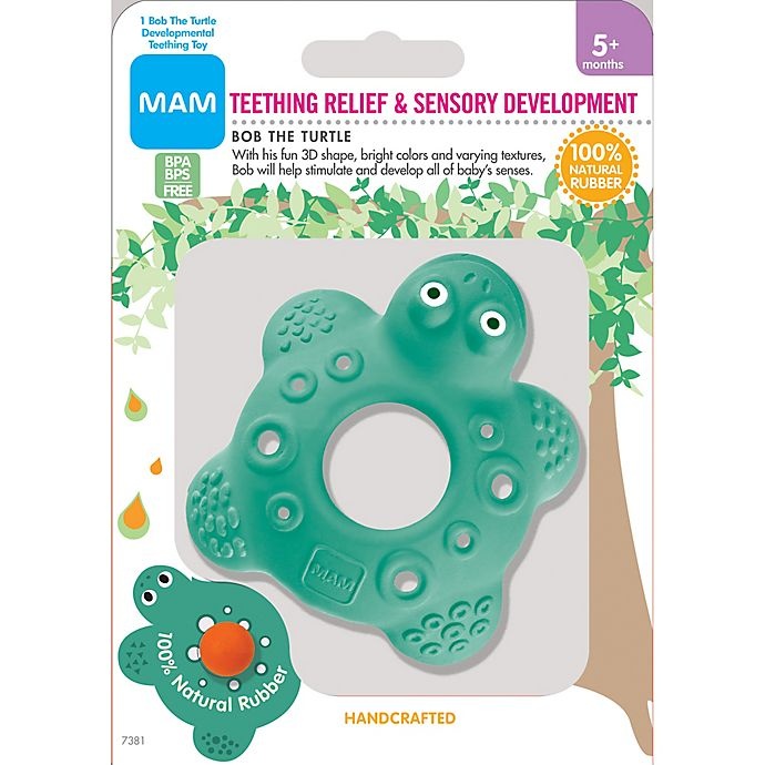 slide 3 of 7, MAM Friends Turtle Natural Rubber Teether - Green, 1 ct